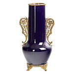 Ваза темно-синяя фарфоровая с бронзовыми ручками и ножками Eden Garden варинант исполнения - 1 | Loft Concept в Барнауле