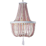 Люстра каплевидной формы украшенная круглыми бусинами розовая Wooden Pink Chandelier варинант исполнения - 1 | Loft Concept в Барнауле