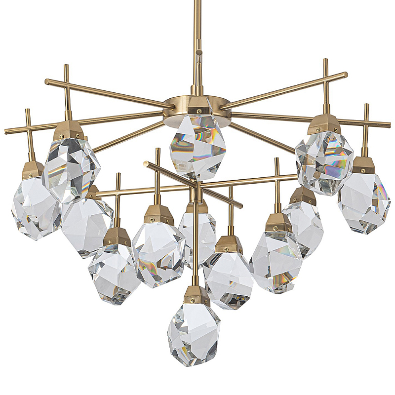 Люстра с хрустальными плафонами Esme Crystal Brass Chandelier Латунь Прозрачный Люстра с хрустальными плафонами Esme Crystal Brass Chandelier Латунь Прозрачный в Барнауле | Loft Concept