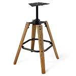 Барный стул со спинкой и металлической подставкой на 4-х деревянных ножках Синий Велюр Vendramin Chair варинант исполнения - 4 | Loft Concept в Барнауле