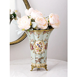 Ваза голубого цвета из фарфора с цветочным рисунком и бронзовой стрекозой Blue Garden варинант исполнения - 4 | Loft Concept в Барнауле