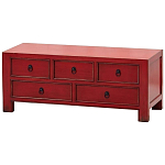 Деревянная ТВ-тумба с 5-ю выдвижными ящиками в китайском стиле красная Wei Chinese TV Stand варинант исполнения - 2 | Loft Concept в Барнауле