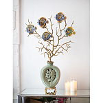 Ваза зеленая с бронзовыми ветвями и фарфоровыми рыбками Eden Garden варинант исполнения - 4 | Loft Concept в Барнауле