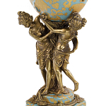 Ваза голубого цвета из фарфора с золотым растительным орнаментом и бронзовыми фигурками женщин Eden Garden porcelain and bronze варинант исполнения - 1 | Loft Concept в Барнауле