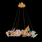 Люстра круглая на золотом каркасе с птичками и цветочным декором Miscellaneous herbs варинант исполнения - 2 | Loft Concept в Барнауле