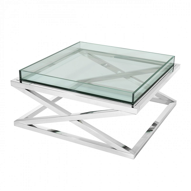 Журнальный стол Eichholtz Coffee Table Curtis Нержавеющая сталь Прозрачное Стекло Журнальный стол Eichholtz Coffee Table Curtis Нержавеющая сталь Прозрачное Стекло в Барнауле | Loft Concept