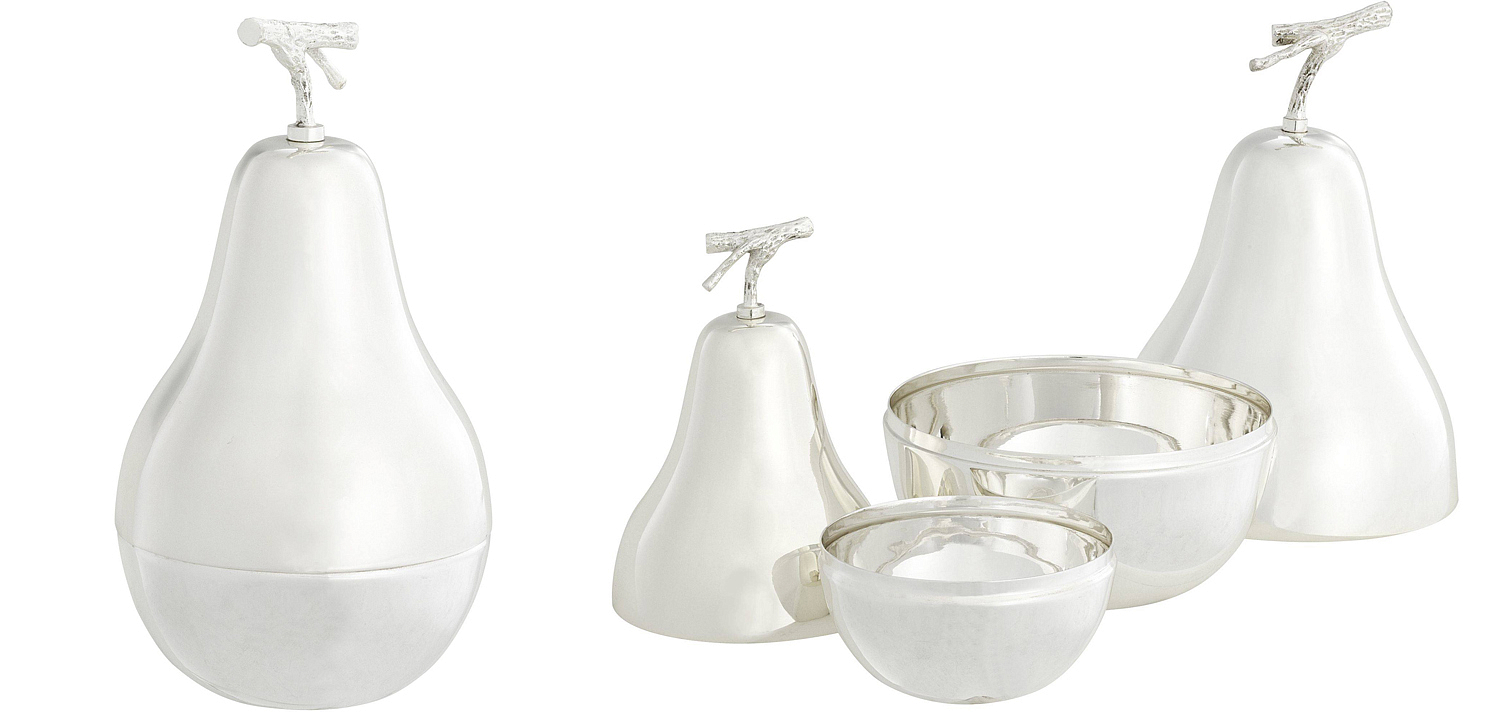 Комплект шкатулок Eichholtz Box Pear Set of 2 Silver Комплект шкатулок Eichholtz Box Pear Set of 2 Silver - Loft-Concept в Барнауле