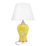 Настольная лампа желтая с изображением белых птиц Flight Among Acacia варинант исполнения - 1 | Loft Concept в Барнауле