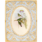 Декоративный постер с изображением птиц в раме с рельефным растительным узором Blooming Birds Poster варинант исполнения - 12 | Loft Concept в Барнауле