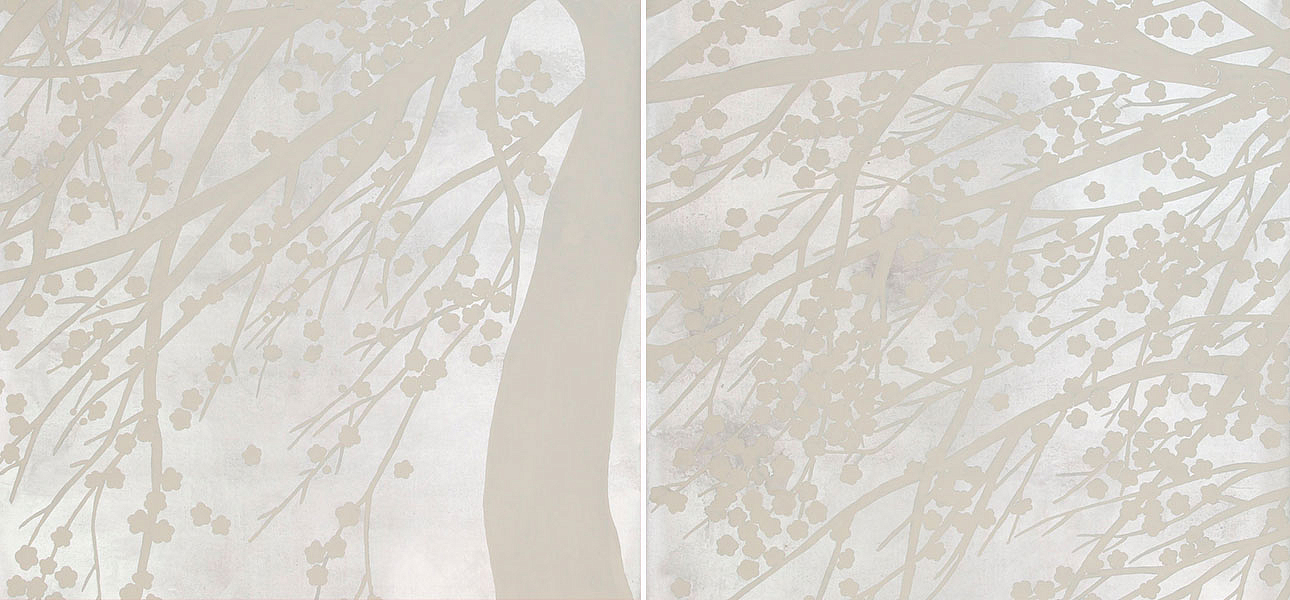 Обои ручная роспись Windswept Blossom Blossom on Sterling Silver gilded silk with pearlescent antiquing Обои ручная роспись Windswept Blossom Blossom on Sterling Silver gilded silk with pearlescent antiquing - Loft-Concept в Барнауле
