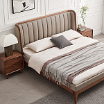 Кровать двуспальная с мягким изголовьем Moon Walnut Bed варинант исполнения - 1 | Loft Concept в Барнауле