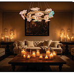 Люстра круглая на золотом каркасе с цветочным декором Miscellaneous herbs варинант исполнения - 7 | Loft Concept в Барнауле