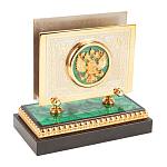 Настольный письменный набор из малахита и долерита с декором в виде герба России Leader Organizer варинант исполнения - 6 | Loft Concept в Барнауле