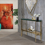 Консоль овальной формы золотая с полкой для хранения Craig варинант исполнения - 4 | Loft Concept в Барнауле