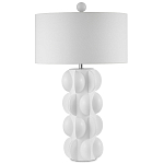 Настольная лампа белая с тканевым абажуром в форме цилиндра Morphing варинант исполнения - 4 | Loft Concept в Барнауле