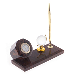 Настольный письменный набор с глобусом и ручкой из натурального обсидиана World Globe варинант исполнения - 2 | Loft Concept в Барнауле