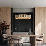 Люстра круглая из толстых деревянных реек Natural Style варинант исполнения - 4 | Loft Concept в Барнауле