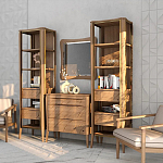 Витрина левая из массива дуба с 5-ю полками и 2-мя ящиками Tasteful Furniture варинант исполнения - 3 | Loft Concept в Барнауле