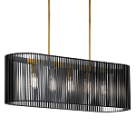 Люстра подвесная овальной формы с металлическим решетчатым абажуром матово-черного цвета и 5 лампами Kichler варинант исполнения - 1 | Loft Concept в Барнауле