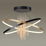 Люстра подвесная с 2-мя пересекающимися круглыми подвесами в черном и золотистом цвете и вертикальными подвесками Ring Horizontal варинант исполнения - 2 | Loft Concept в Барнауле