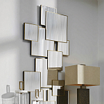 Золотое зеркальное панно из зеркальных квадратов Overlapping варинант исполнения - 2 | Loft Concept в Барнауле