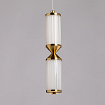 Подвесной светильник с двумя белыми рифлеными цилиндрическими плафонами Golden Swirl варинант исполнения - 4 | Loft Concept в Барнауле