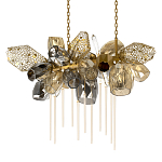 Люстра подвесная с 22-мя гранёными стеклянными плафонами с вертикальными подвесками Gilded Mirage  варинант исполнения - 7 | Loft Concept в Барнауле