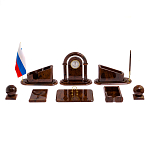 Настольный письменный набор с часами из природного камня обсидиана  Contract Extended варинант исполнения - 1 | Loft Concept в Барнауле