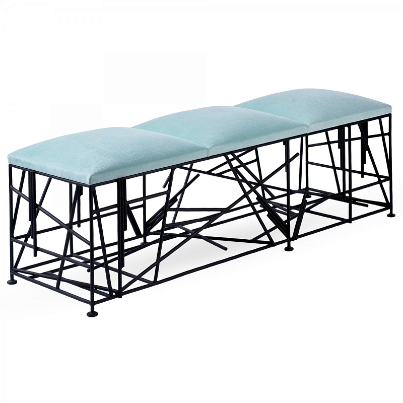 Банкетка Kelly Wearstler TURMONT BENCH Черный матовый Светло-голубой Банкетка Kelly Wearstler TURMONT BENCH Черный матовый Светло-голубой в Барнауле | Loft Concept