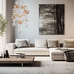 Люстра с плафонами из прозрачного и янтарного стекла в виде шаров и ромбов Gabriel Scott Luna варинант исполнения - 12 | Loft Concept в Барнауле