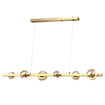 Люстра светодиодная линейная с 6-ю круглыми плафонами коньячного цвета Iona Chandelier Brass  варинант исполнения - 1 | Loft Concept в Барнауле