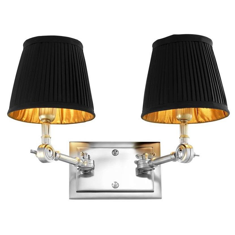Бра Wall Lamp Wentworth Double Nickel+Black Никель Черный Бра Wall Lamp Wentworth Double Nickel+Black Никель Черный в Барнауле | Loft Concept