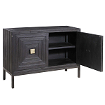 Тумба черная из дерева двухдверная Geometric Double Door Nightstand варинант исполнения - 1 | Loft Concept в Барнауле