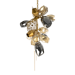 Люстра подвесная вытянутой формы с плафонами из стекла и металла с тремя вертикальными подвесками Gilded Mirage  варинант исполнения - 4 | Loft Concept в Барнауле