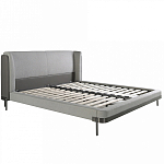Кровать двуспальная серая с мягким изголовьем из экокожи и ткани Modern Look варинант исполнения - 2 | Loft Concept в Барнауле