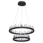 Люстра с двумя кольцами черного цвета с хрустальными элементами QUARTZ CRYSTAL варинант исполнения - 2 | Loft Concept в Барнауле