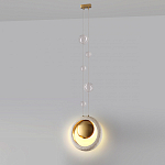 Подвесной светильник с бежевым текстурным кольцом и латунным шаром в центре Tactile  варинант исполнения - 5 | Loft Concept в Барнауле