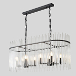 Люстра подвесная овальная со стеклянными прозрачными трубками и металлическим каркасом черного цвета Nembus варинант исполнения - 5 | Loft Concept в Барнауле