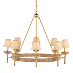 Люстра из кованого железа с отделкой плетеной веревкой и сусальным золотом Parisian Style варинант исполнения - 1 | Loft Concept в Барнауле