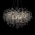 Люстра подвесная с прозрачными стеклянными подвесками в форме капель Диаметр 80 см Droplet Chandelier варинант исполнения - 8 | Loft Concept в Барнауле