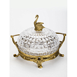 Конфетница из прозрачного рельефного стекла с ручкой и фигуркой лебедя Eden Garden варинант исполнения - 2 | Loft Concept в Барнауле