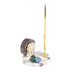 Часы настольные с шариковой металлической ручкой из натурального камня Stone Clock варинант исполнения - 2 | Loft Concept в Барнауле