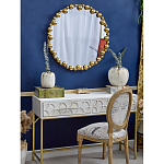 Зеркало круглое в фактурной золотистой раме из металла Mirror Golden Placer варинант исполнения - 2 | Loft Concept в Барнауле