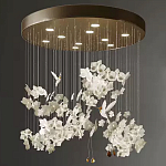 Люстра каскадная с белыми цветами и птицами Takeoff варинант исполнения - 1 | Loft Concept в Барнауле