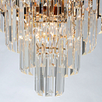 Люстра из черного металла с многоярусными подвесками из прозрачного хрусталя на золотой цепи Empire Black Chandelier Crystal варинант исполнения - 7 | Loft Concept в Барнауле