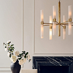 Люстра золотая с 16-ю тонкими цилиндрическими плафонами Shoulders варинант исполнения - 3 | Loft Concept в Барнауле