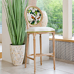 Барный стул золотистый из натурального бука с изображением птицы и цветов Blooming Birds варинант исполнения - 2 | Loft Concept в Барнауле