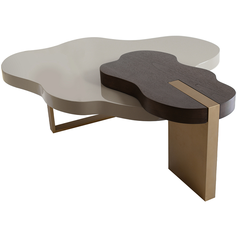 Кофейный стол со столешницей волнистой формы Gale Curved Coffee Table Бежево-серый Коричневый Латунь сатинированная Кофейный стол со столешницей волнистой формы Gale Curved Coffee Table Бежево-серый Коричневый Латунь сатинированная в Барнауле | Loft Concept