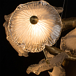 Люстра подвесная круглая с ветвистыми бронзовыми элементами и стеклянными рифлеными дисками Textured Glass Chandelier варинант исполнения - 5 | Loft Concept в Барнауле