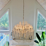 Люстра белая с несколькими ярусами деревянных палочек Bright Wooden Chandelier варинант исполнения - 2 | Loft Concept в Барнауле